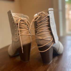 Journee Collection lace-up vegan suede booties